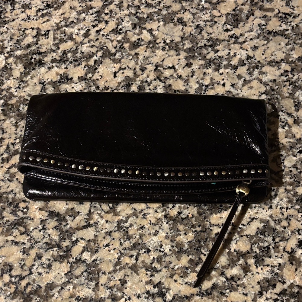 NWT HOBO Zeal Clutch Black Leather with Studded Detail - Picture 3 of 17